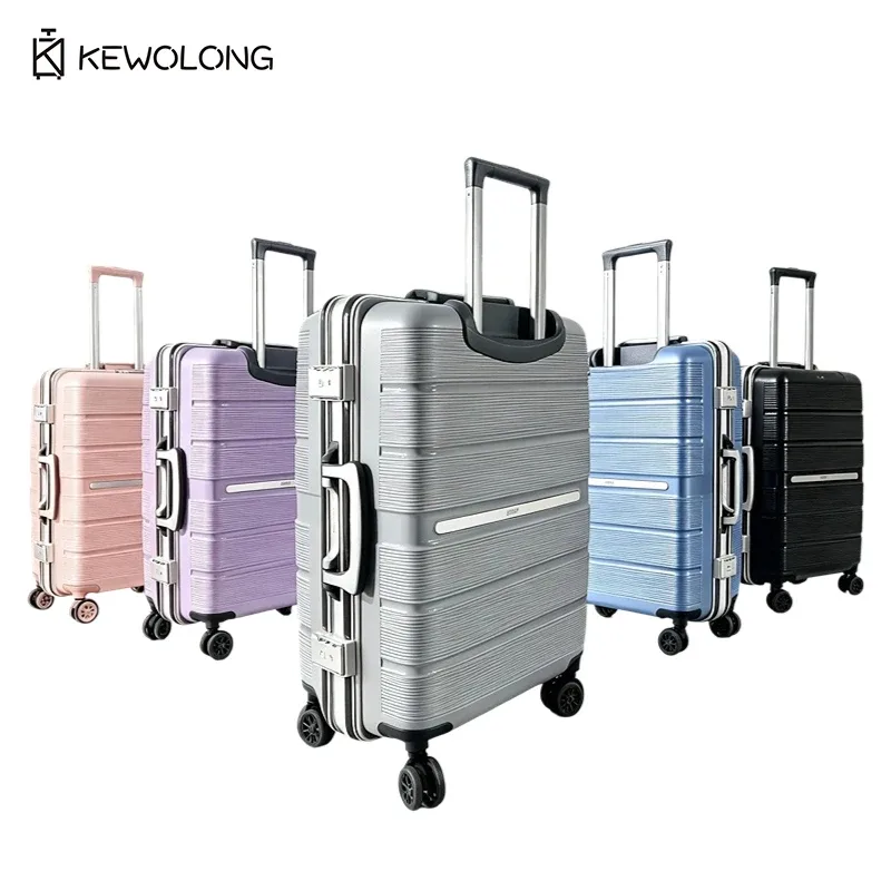 valise rigide à roulettes en pp, bagage cabine de grande capacité avec serrure et 4 roues, trolley de voyage léger et durable
