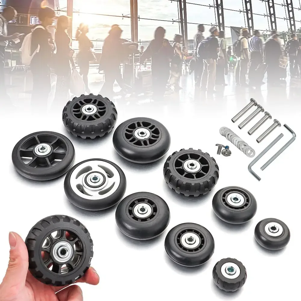 roues de remplacement universelles, pièces de valise, essieux de remplacement durables, kit d'outils de réparation de roulettes, roulette silencieuse avec vis, 2 pièces