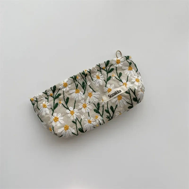trousse à cosmétiques imprimée de fleurs pour femmes, trousse à crayons, trousse de voyage pour la présidence, trousse de maquillage florale mignonne, rouge à lèvres, pinceaux de maquillage, sac de rangement en poudres