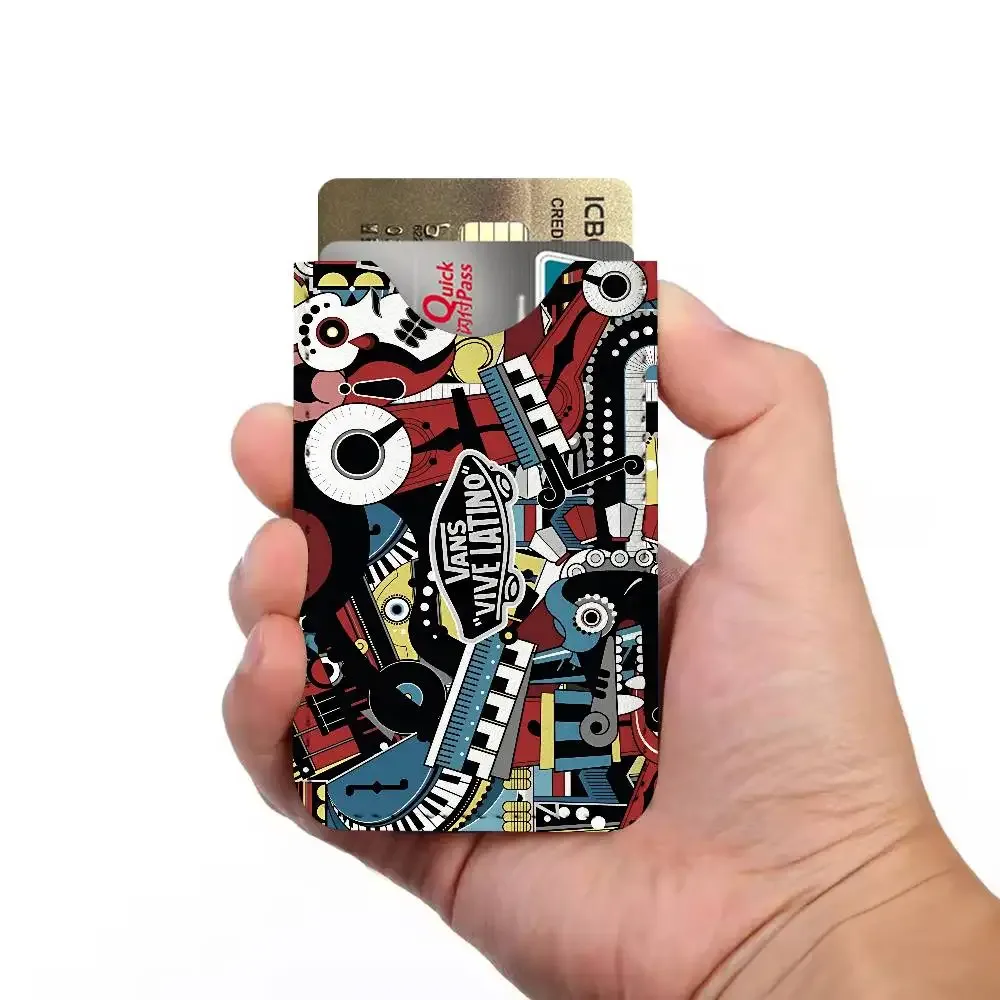 porte-cartes en cuir pu v-vans ultra fin, organisateur de cartes de crédit et d'identité, porte-cartes de visite léger