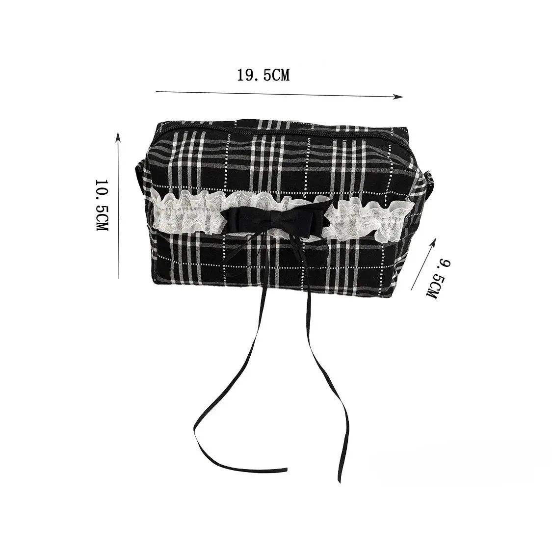 sacs à cosmétiques en toile avec nœud en dentelle pour femmes, pochette portable pour dames, étui de maquillage pour rouge à lèvres, sac de rangement à la mode