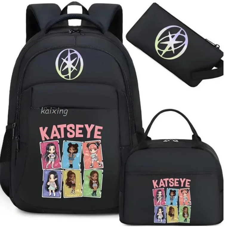 hot katseye drôle impression sacs à dos avec sacs à déjeuner multi-poches camouflage adolescents voyage sac à dos pour ordinateur portable femmes sac d'école mochila