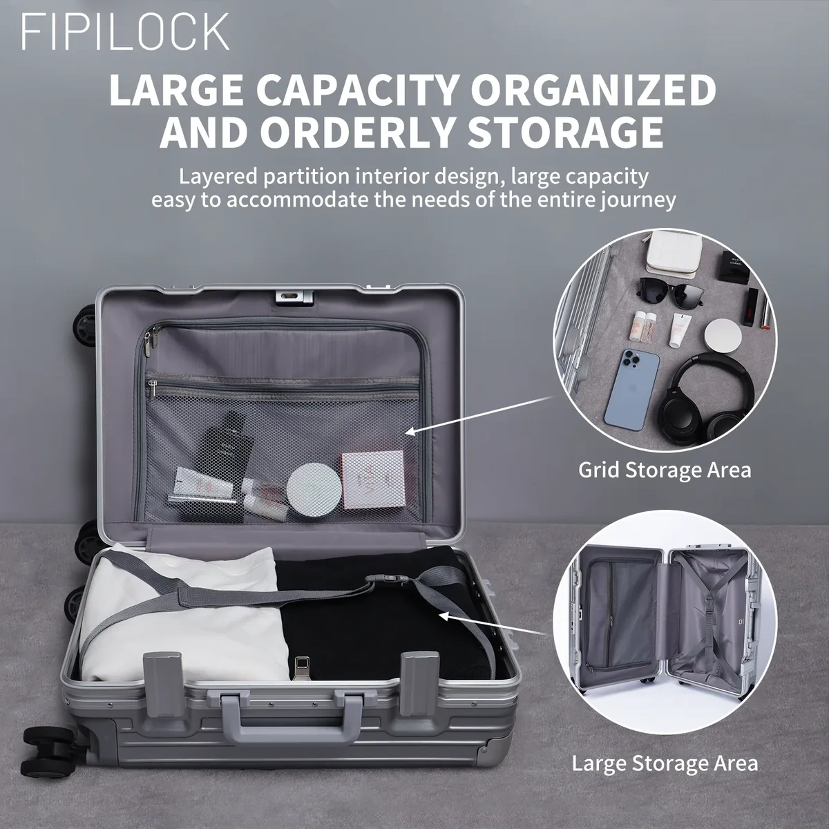 valise fipilock 20 pour voyage avec déverrouillage intelligent par empreinte digitale, antivol et anti-effraction, haute qualité, étanche.