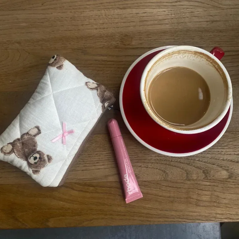 trousse à cosmétiques pour femmes, trousse de maquillage kawaii teddy bear, trousse de rangement pour maquillage, trousse à maquillage imprimée de dessins animés, trousse de maquillage tendance pour femme