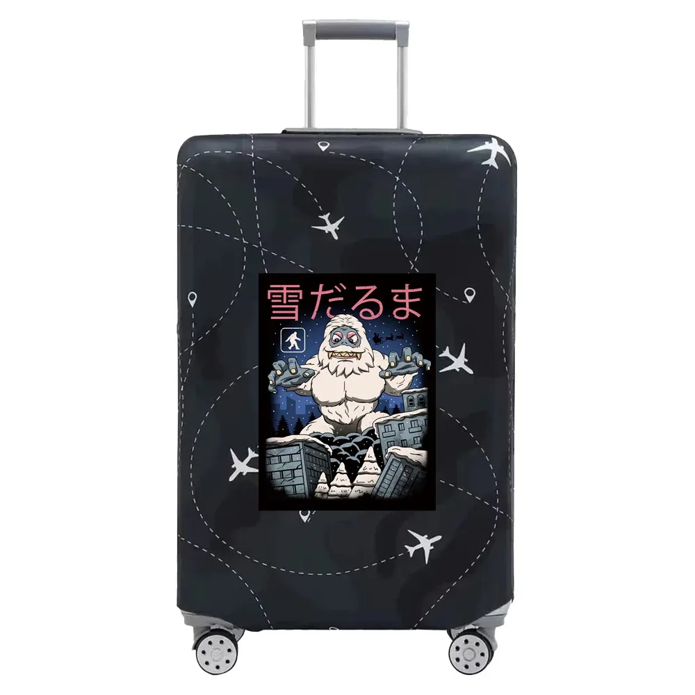 housse valise tissu extensible noire motif ramen bacon dessin animé voyage protection valise taille s m xl