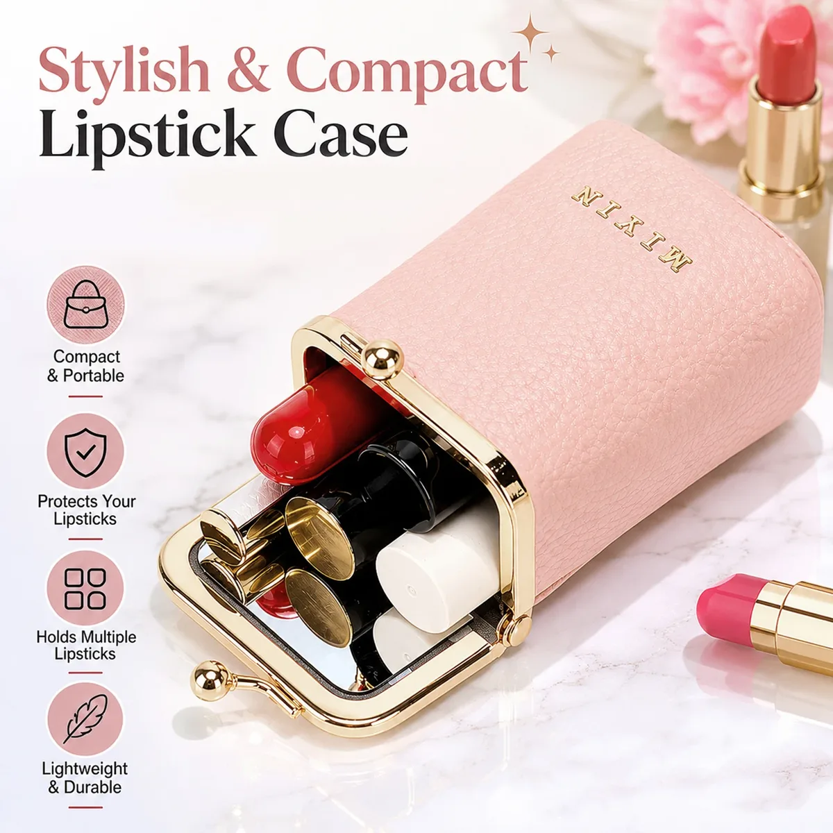 pochette de rangement pour rouge à lèvres imprimé léopard, mini sac de maquillage portable en cuir microfibre pour femme, simple, pour bijoux, écouteurs et monnaie, avec m