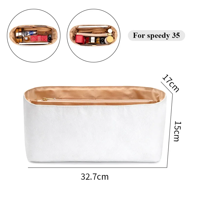 pochette organisation tissu tyvek papier dupont beige intérieur clair voyage adaptation sac lv speedy nano twenty twenty five thirty thirty five cosmétiques