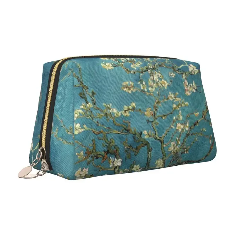 vincent van gogh fleur d'amande grand sac de maquillage de voyage sacs à cosmétiques en cuir sac de rangement pour femmes pochette de toilette étanche
