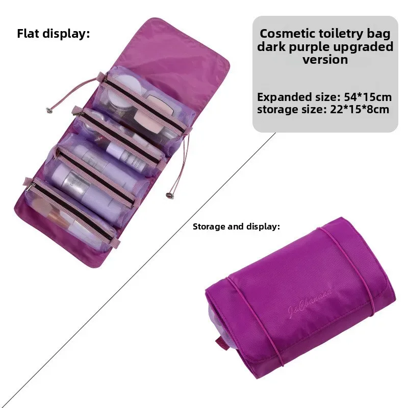 sac de maquillage pliable 4 en 1, grande capacité détachable, organiseur de cosmétiques et de produits de toilette portable avec poignée