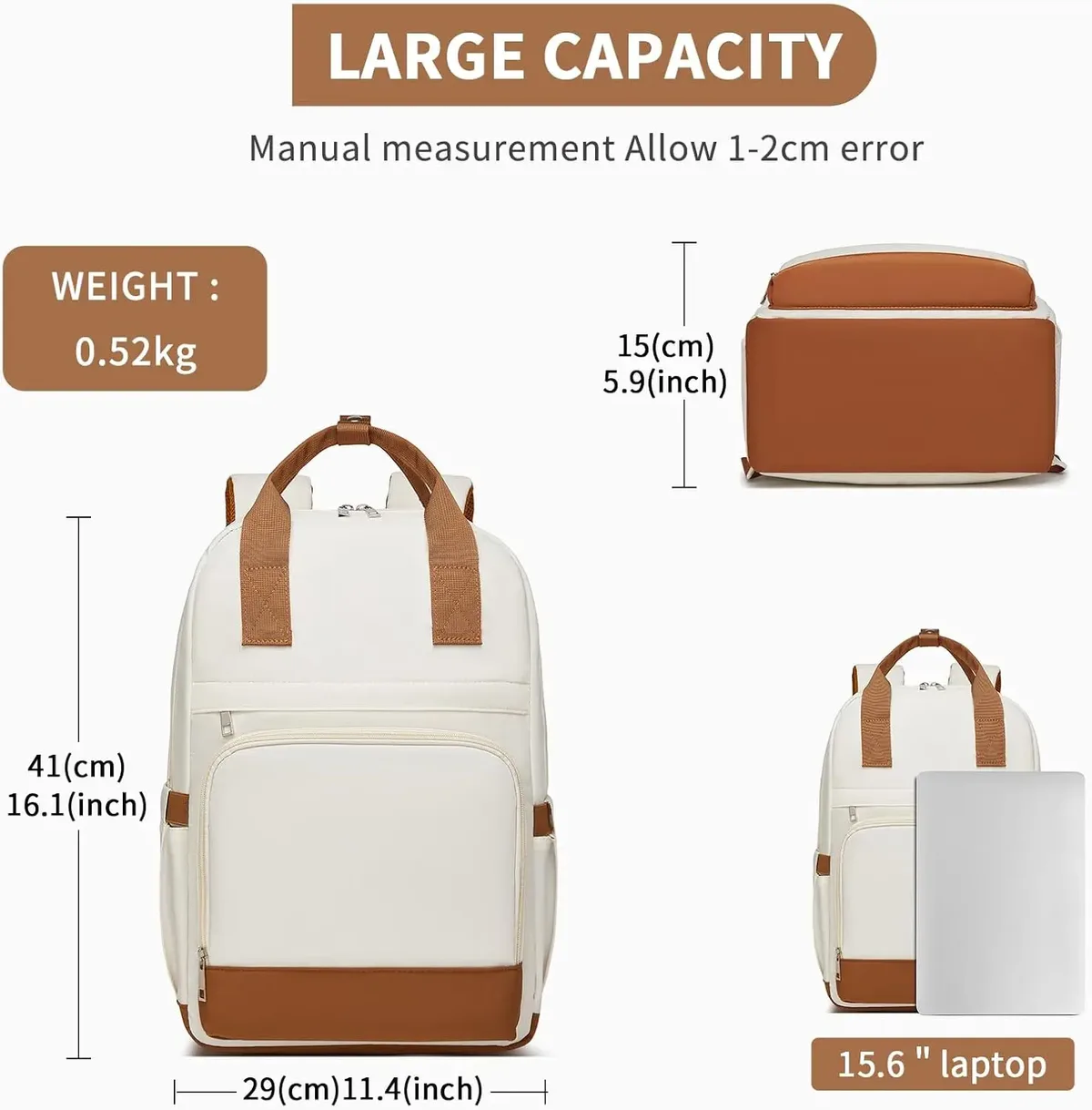 sac à dos kono pour femme 15,6 pouces, sac à dos pour ordinateur portable pour filles, sac à dos élégant pour le travail et les voyages, pour l'université, le bureau