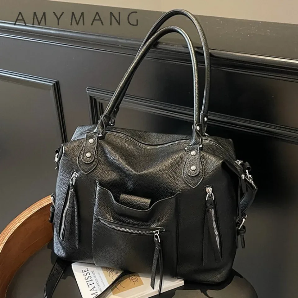 sac à bandoulière en cuir souple de haute qualité pour femmes, marque de luxe, design décontracté, usage quotidien, fourre-tout décontracté, style hiver