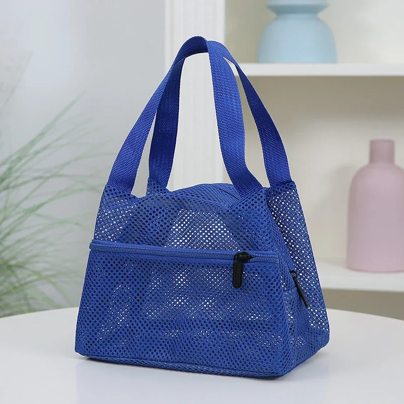 sac de voyage en maille de couleur unie, trousse de toilette portable de grande capacité pour le sport, la natation, le rangement des cosmétiques, organisateur léger, 1 pièce