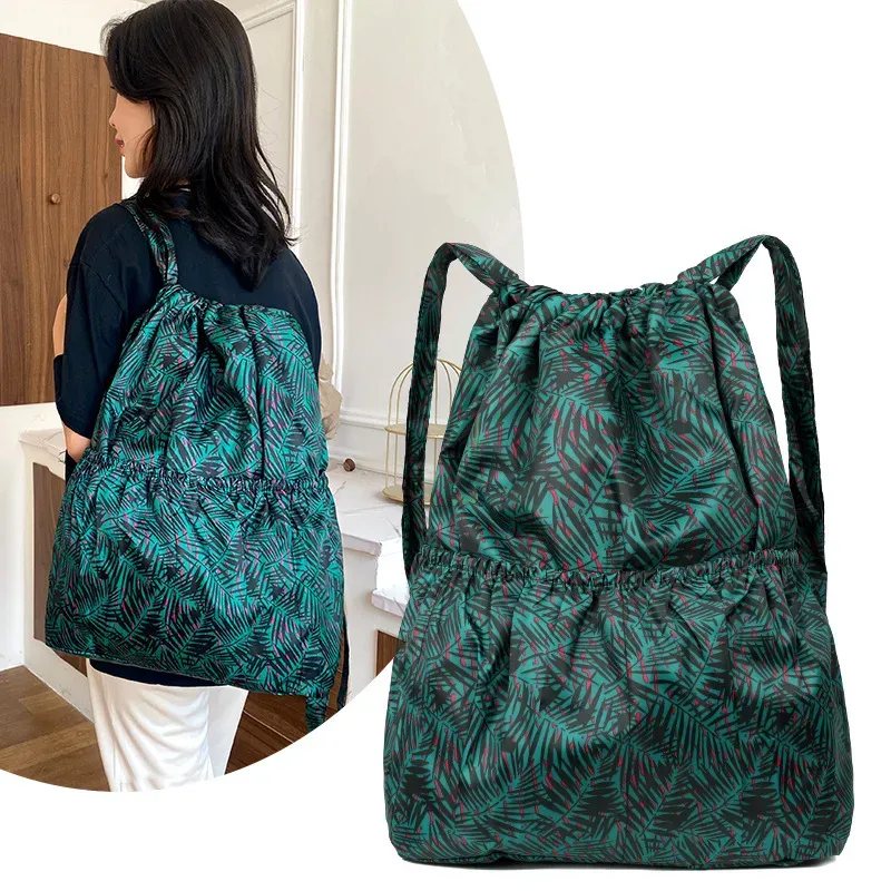 sac à dos à cordon de serrage pour femmes, sac à cordon en nylon, grande capacité, sac à bandoulière léger et polyvalent pour maman
