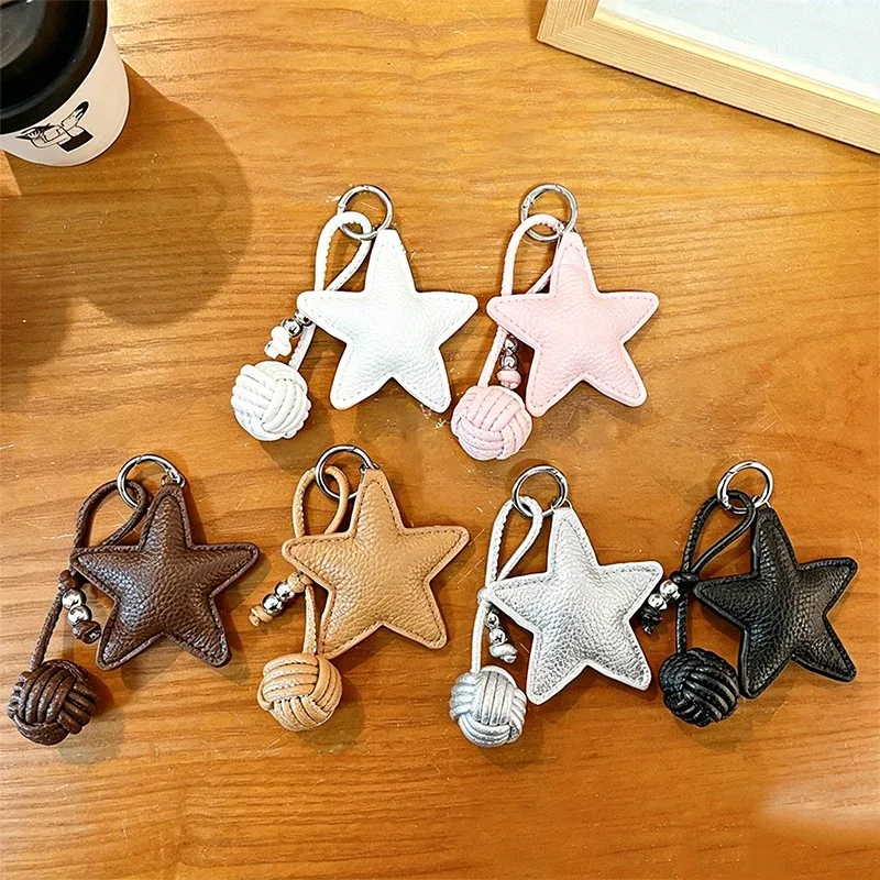porte-clés tressé étoile pour femme, breloque de sac à main tendance, accessoire de sac personnalisé diy, petit cadeau, porte-clés pour sacs bandoulière