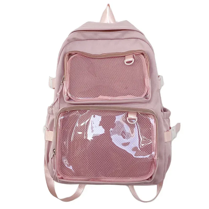 sac dos nylon transparent noir blanc rose voyage fenêtres claires affichage broches organisateur élégant