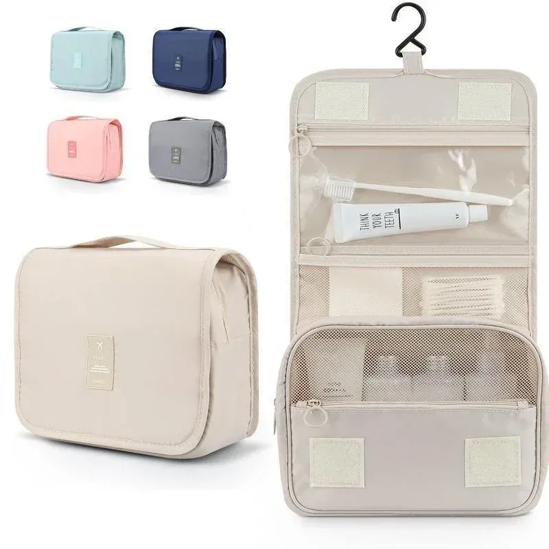 nouvelle trousse de toilette de voyage imperméable grande capacité pour femmes, organisateur de maquillage suspendu avec crochet pour salle de bain