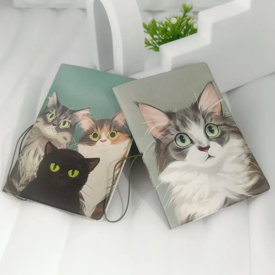 sac de passeport multifonctionnel chat mignon, clip de passeport de voyage imprimé, étui de protection pour documents en pu, housse, accessoires de voyage