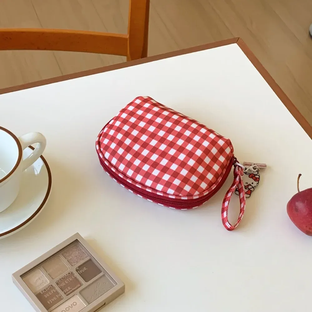 sac de maquillage à grille rouge de haute qualité, sac de toilette portable multi-tailles, pochette cosmétique, sacs et étuis cosmétiques pour femmes