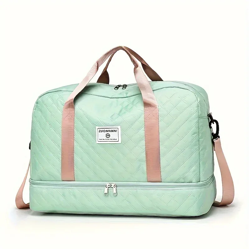 sac de sport de luxe, sac à main de grande capacité, initié et sac fourre-tout à bandoulière avec séparation de support sec, poches latérales pour touristes, voyage, salle de sport