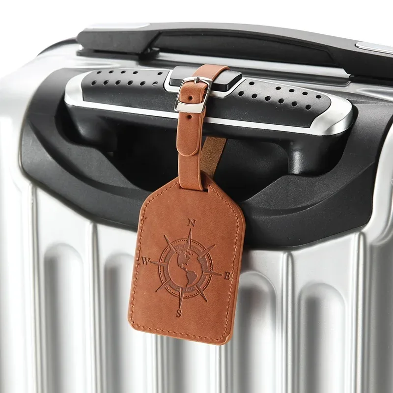 étiquette de bagage en cuir pu, porte-adresse pour valise, accessoires de voyage, étiquette nominative portable