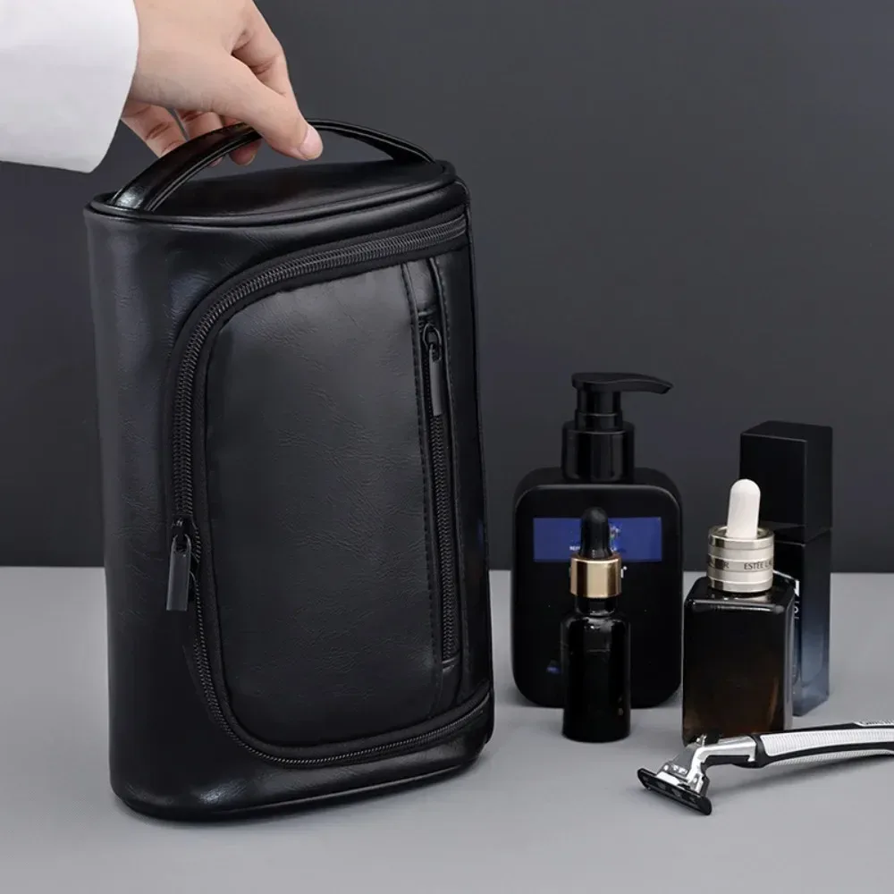 trousse de toilette de voyage de haute qualité pour femmes et hommes, sacs à cosmétiques rétro en cuir pu, trousse de maquillage de voyage étanche