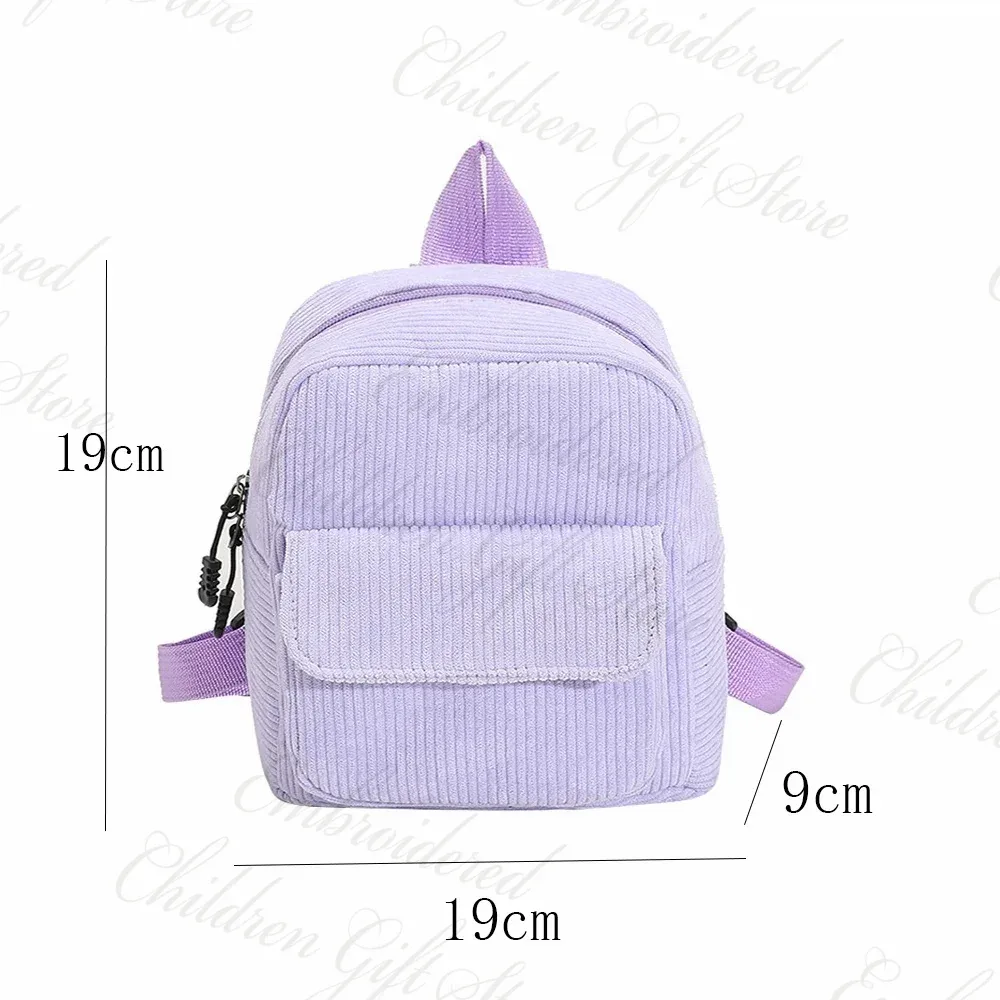 mini sac à dos en velours côtelé de couleur unie avec nom personnalisé pour filles, petit sac à dos personnalisé pour femmes, cadeau d'anniversaire
