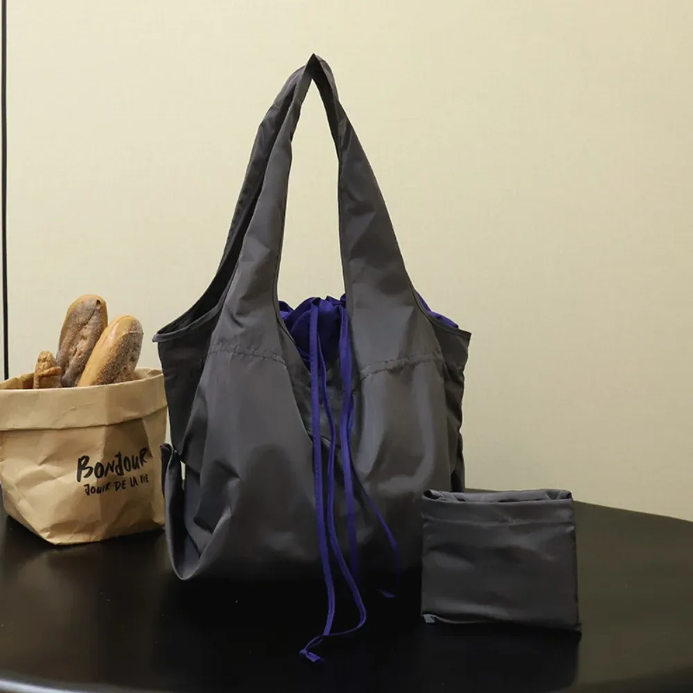 sac à main réutilisable avec cordon de serrage, sac de shopping en nylon imperméable, sac fourre-tout écologique, sac de shopping pliable de grande capacité