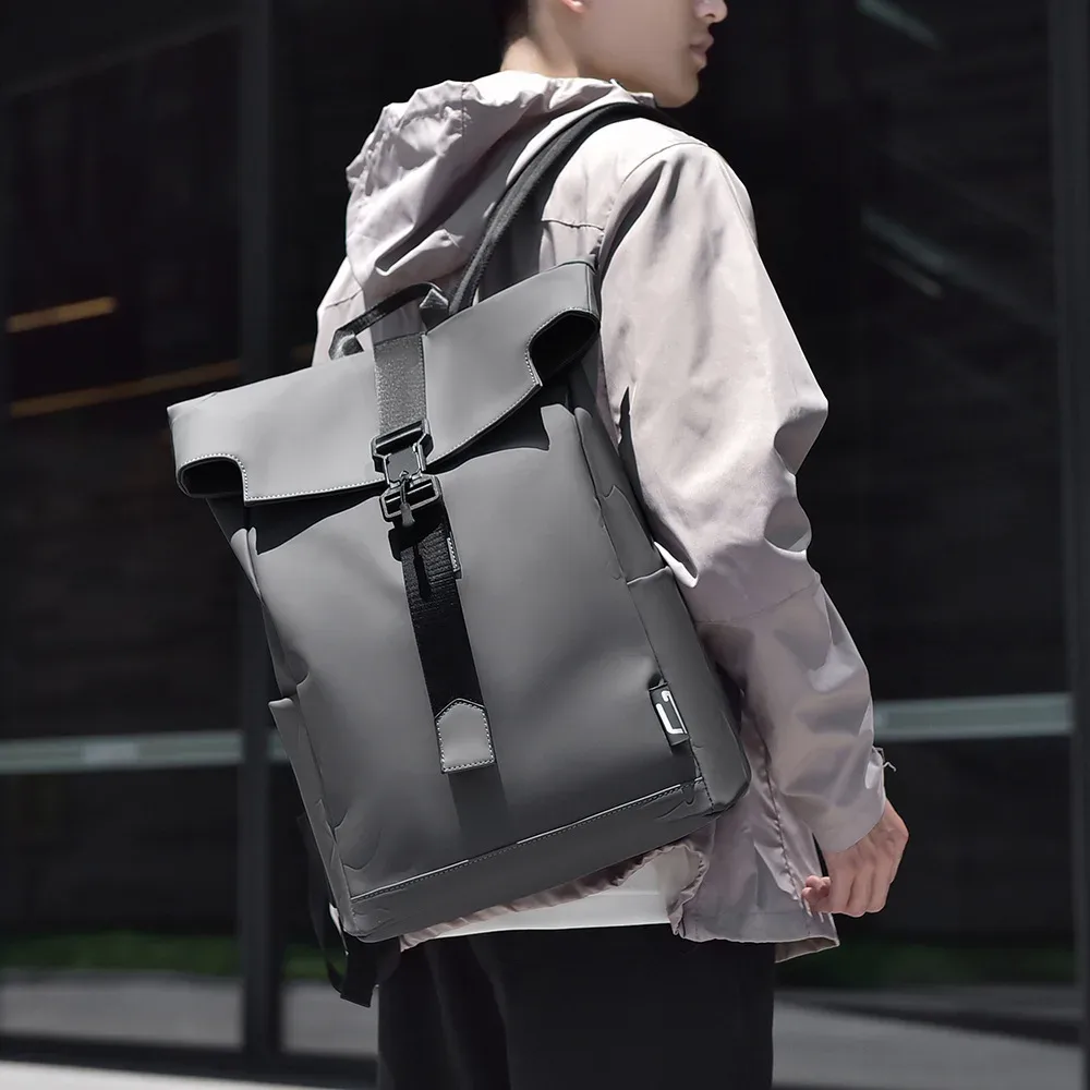 sac à dos à rabat imperméable, grande capacité, décontracté, pour ordinateur portable, idéal pour les affaires, l'école, les trajets quotidiens, les étudiants et le bureau.