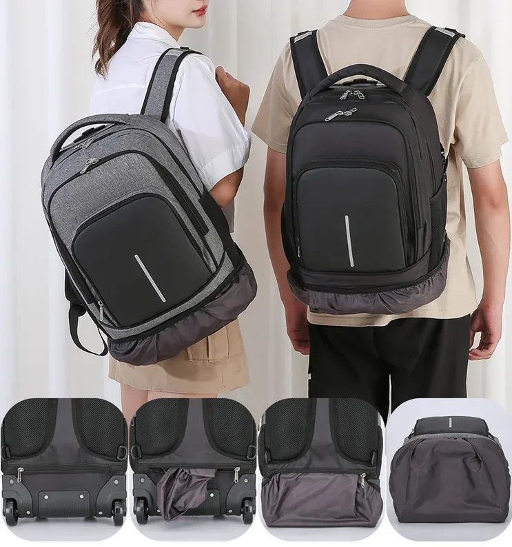 valise sac dos roulettes oxford université gris points noirs bande horizontale contraste enfants voyage