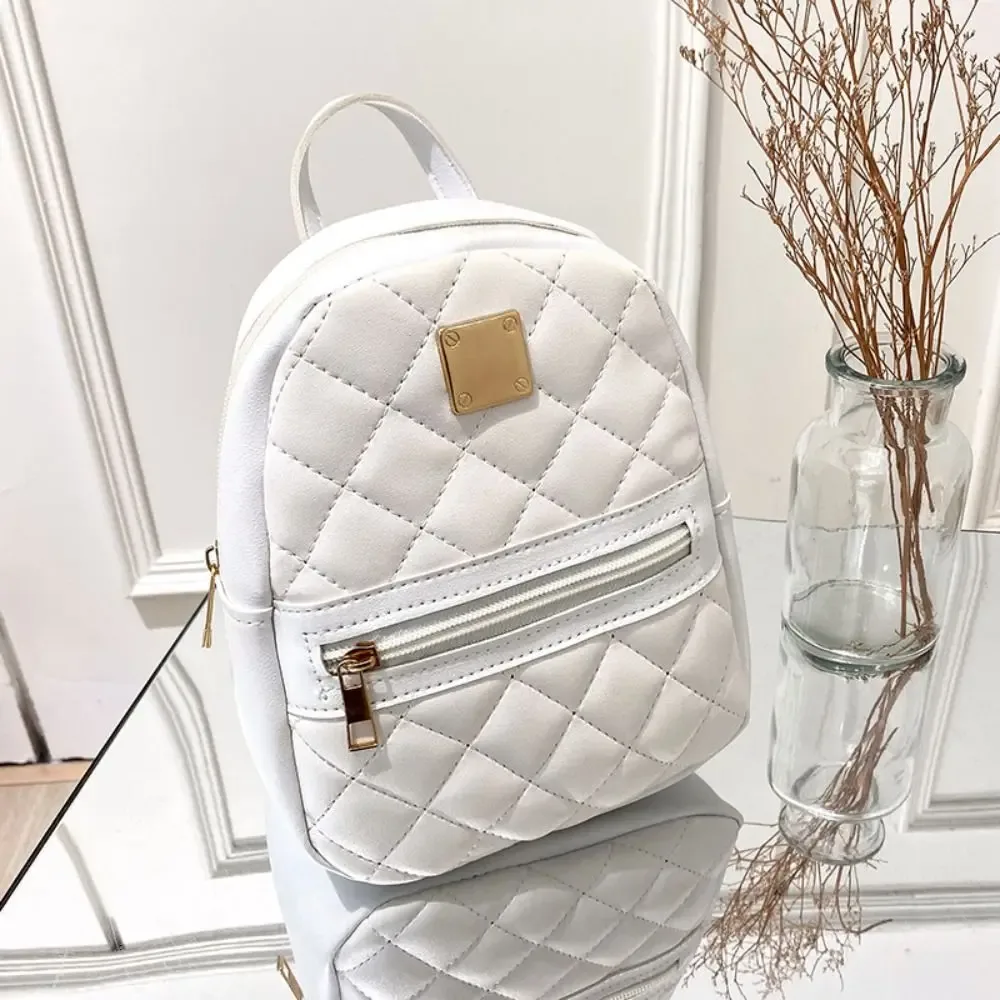 mini lingge broderie petit sac à dos mode couleur unie fermeture éclair femmes sac à bandoulière grande capacité en cuir pu voyage sac à dos