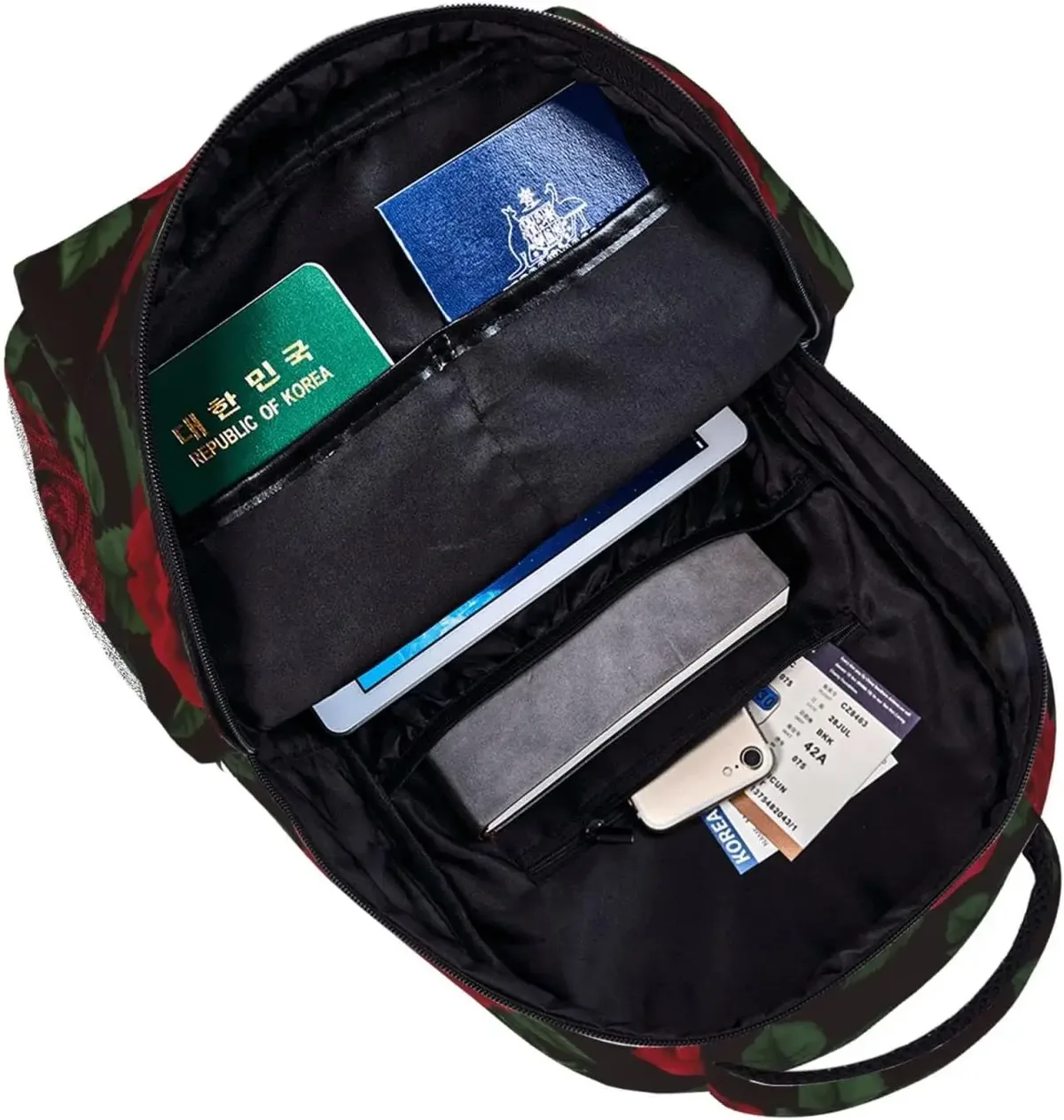 sac à dos léger à motif de fleurs roses rouges pour hommes et femmes, sac à dos universitaire, sac à dos décontracté, sac de voyage pour ordinateur portable