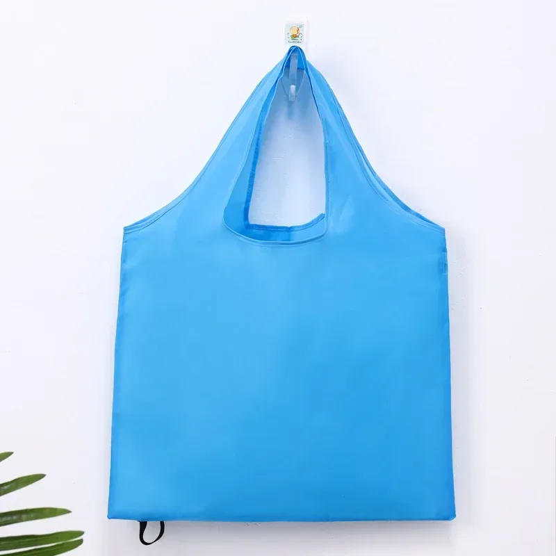 sac de courses réutilisable de couleur unie pour femmes et hommes, sac d'épicerie pliable en nylon, sac fourre-tout écologique, sacs à main portables
