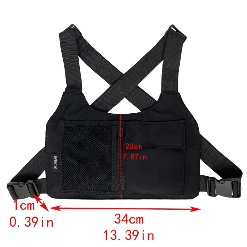 hip-hop streetwear unisexe poitrine plate-forme sac haute qualité nylon poitrine sacs multi-fonction tactique gilet sac à dos