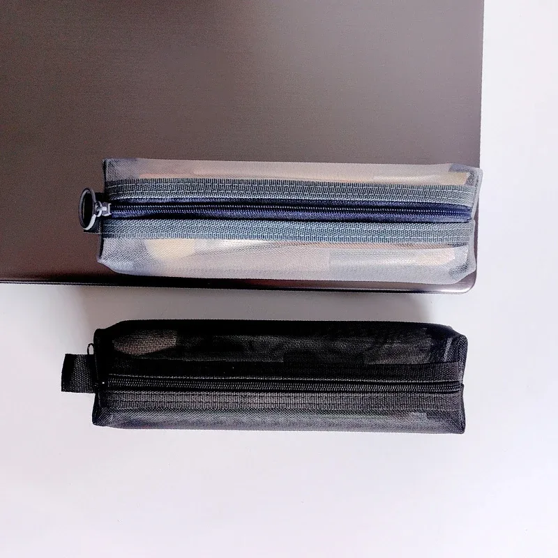 sacs de rangement pour pinceaux de maquillage pour femmes, poudres de maquillage, rouge à lèvres, étui à crayons en maille transparente pour étudiants, ins travel cosmetic evaluation