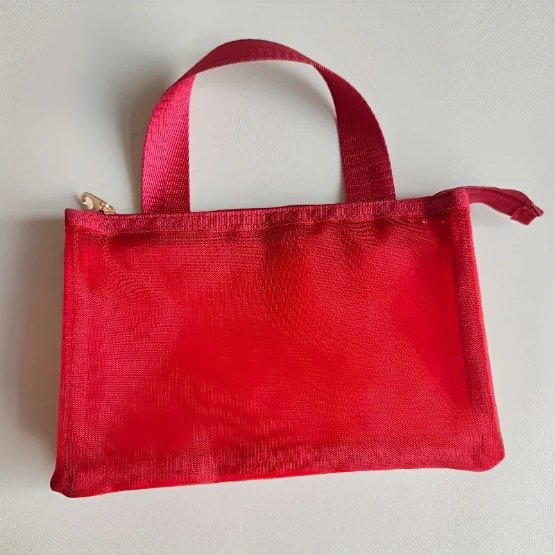 sac de rangement en maille pour maquillage, sac à main en maille, sac de voyage portable pour passeport, trousse de toilette, sac de rangement ajouré