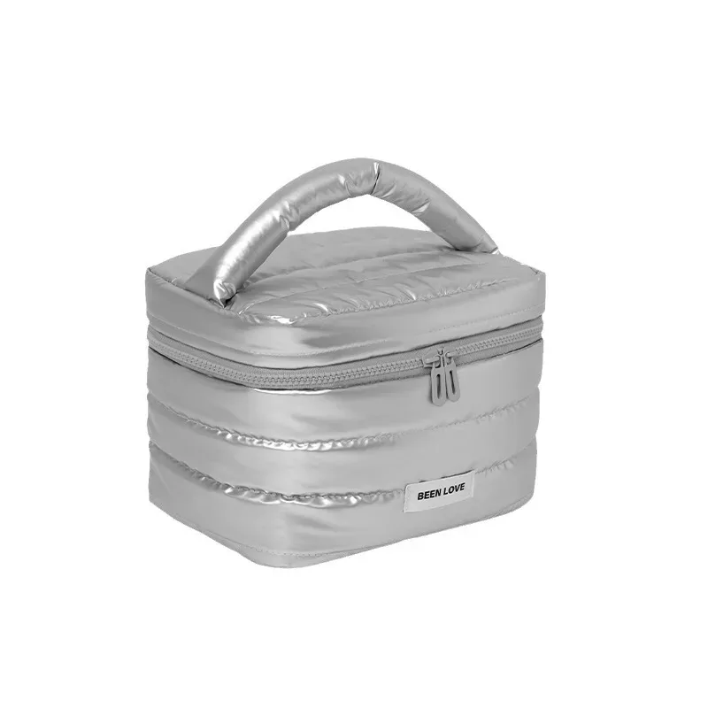 trousse toilette coton composite fermeture éclair violet argent noir voyage multi compartiments cosmétiques maquillage