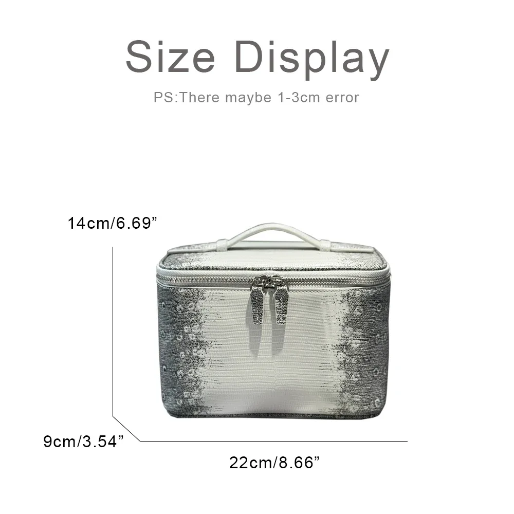 initiales personnalisées en cuir véritable motif lézard sacs de maquillage pour femmes sacs à main et sacs à main de luxe 2026 nouveau en cuir de vache motif crocodile avec boîte miroir maquillage organisateur sac