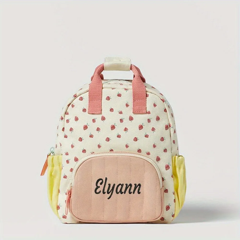 nom de broderie personnalisé strawbreey filles école sac à dos maternelle cartable déjeuner sac fourre-tout sac à main adolescents filles garçons enfants sacs