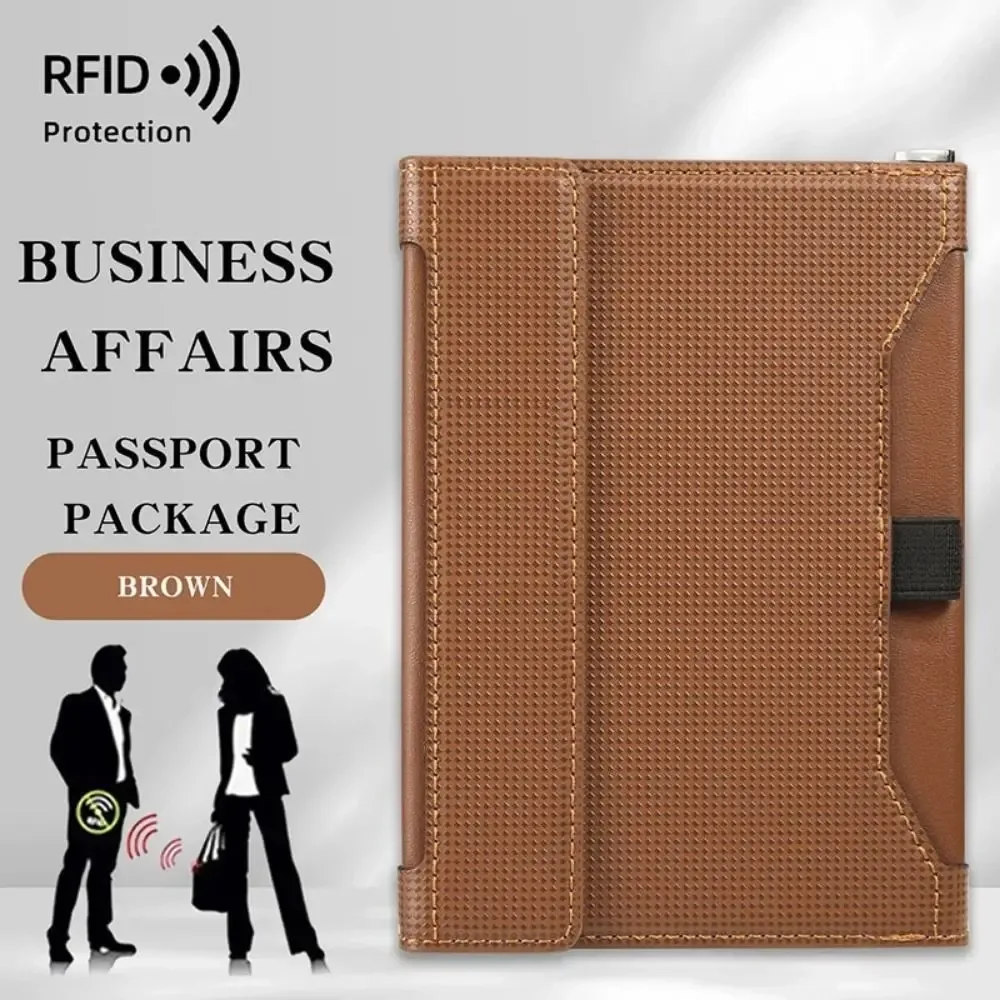 porte-passeport de couleur unie pour carte de voyage, blocage rfid, fente pour billet, couverture de passeport, clip en cuir, design, porte-crédit, utilisation professionnelle