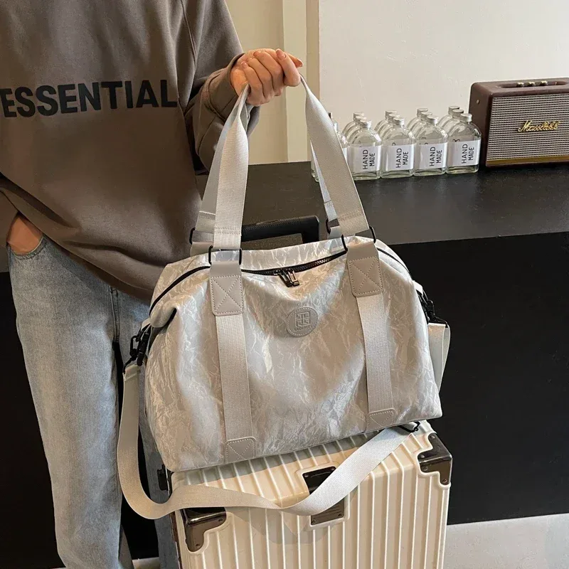 sac de voyage à fermeture éclair en pu de couleur unie, grande capacité, sac à bandoulière polyvalent et décontracté, doux, tendance, offre spéciale, 2026