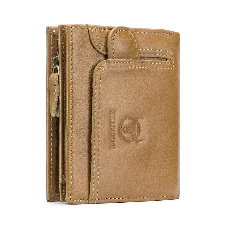 bullcaptain-portefeuille rfid 100% en cuir véritable pour homme, sac de rangement multifonctionnel, porte-monnaie, porte-cartes