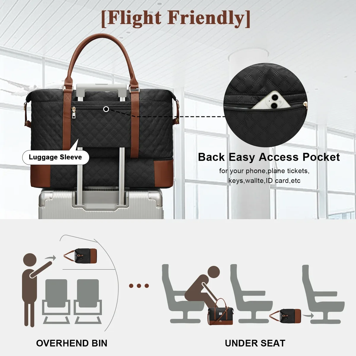 sac de week-end pour femme grand sac de voyage fourre-tout avec compartiment à chaussures pour les essentiels de voyage sac d'hôpital de nuit