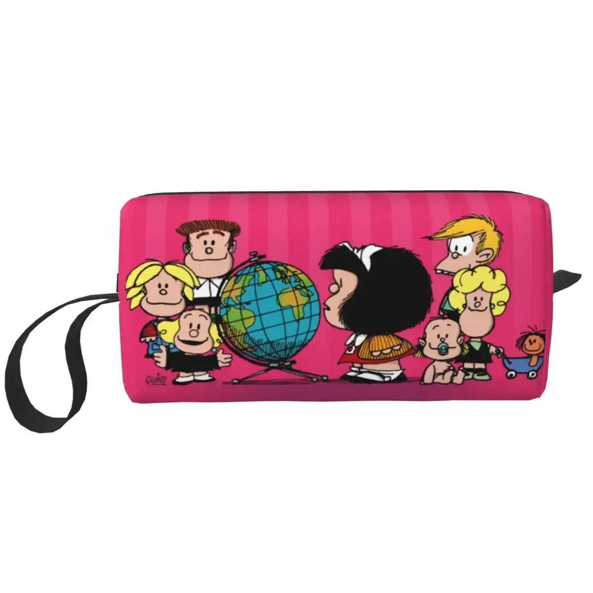 sac de maquillage personnalisé mafalda ballon coeur femmes voyage organisateur cosmétique mode quino manga dessin animé stockage trousses de toilette