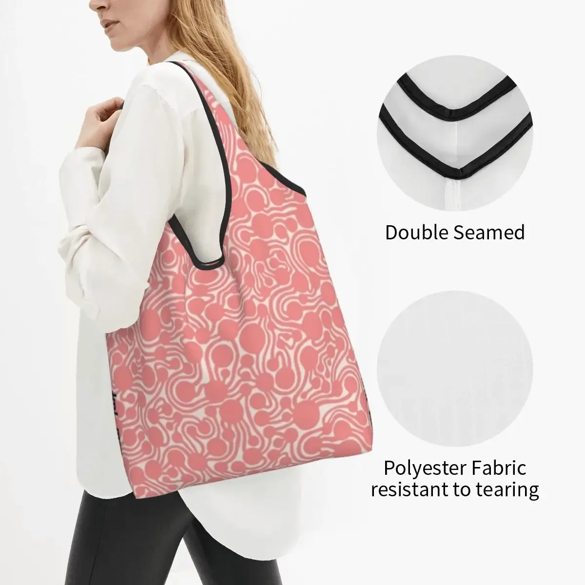 sacs à provisions personnalisés pour femmes, sacs fourre-tout d'épicerie portables, grande capacité, germination yayoi kusama