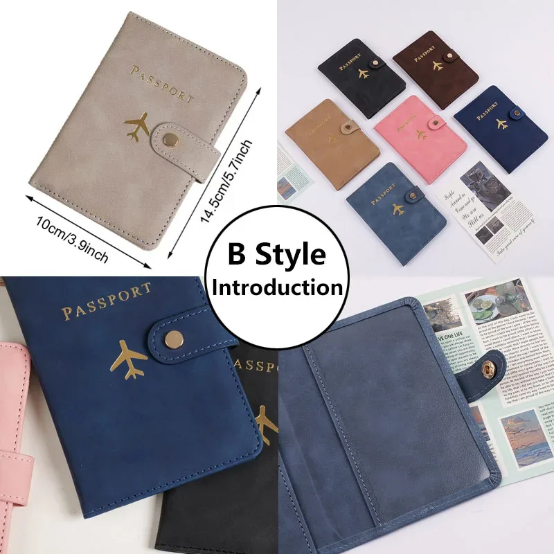 portefeuille de voyage en cuir pu souple multi-fentes avec logo avion, fermeture à pression, porte-cartes sim et porte-documents d'identité