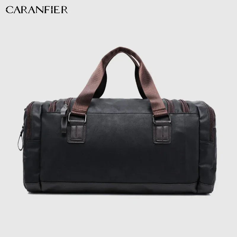 sac voyage cuir pu bleu noir marron ovale poignées cuir marron imperméable grande capacité transport homme casual businessoutdoor