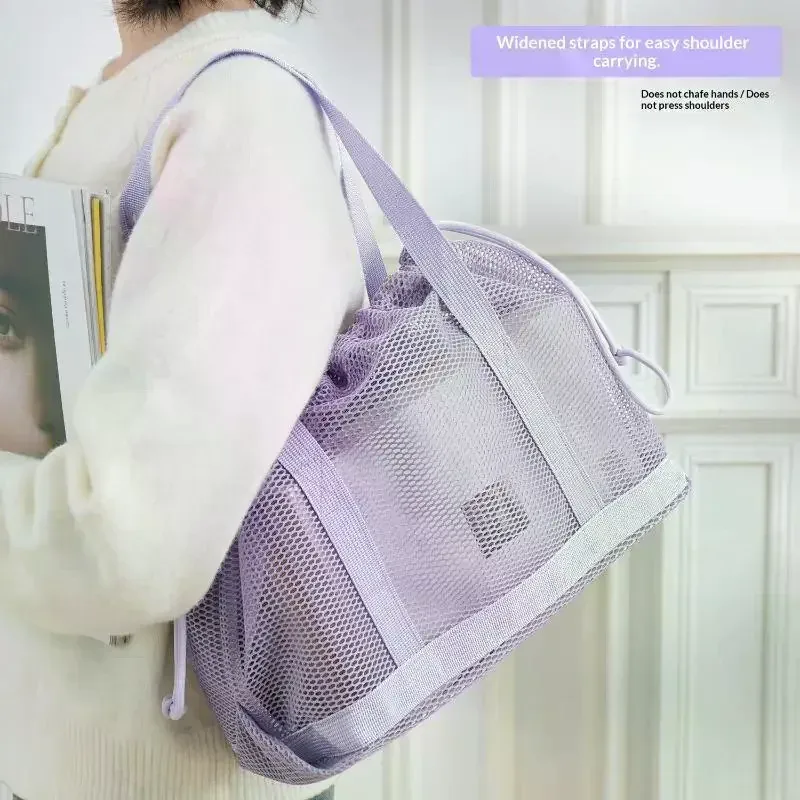 sac fourre-tout en maille avec cordon de serrage, respirant, à séchage rapide, grande capacité, sac à main portable pour la salle de sport, la natation, la plage, les sports, les escapades de week-end