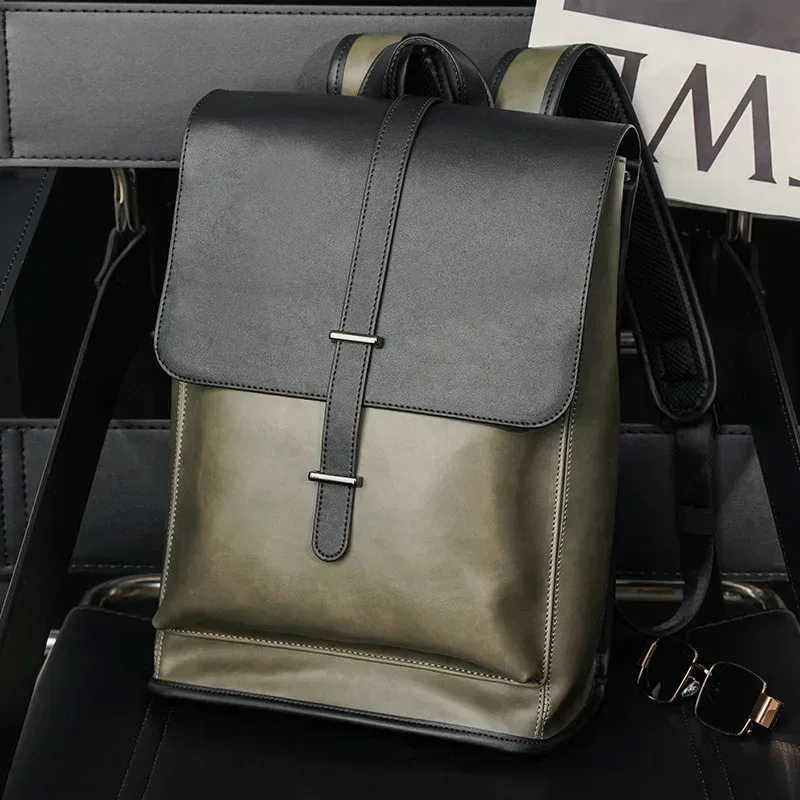 sac à dos de voyage en cuir pu pour hommes, nouvelle mode, design de marque de luxe, sac à dos d'école de grande capacité, sac à bandoulière pour ordinateur portable