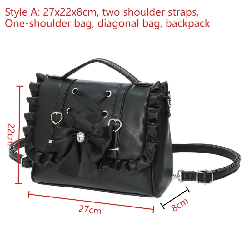 sac à dos lolita kawaii décontracté en cuir pu, sac ita, sac à main bapa pour femme, sac bandoulière simple ou double, style coréen