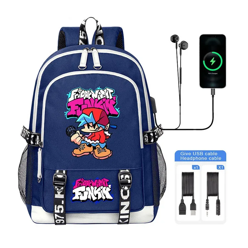 vendredi soir funkin enfants sac à dos haute qualité usb garçon fille sac d'école grande capacité hommes étudiants ordinateur portable sac à bandoulière